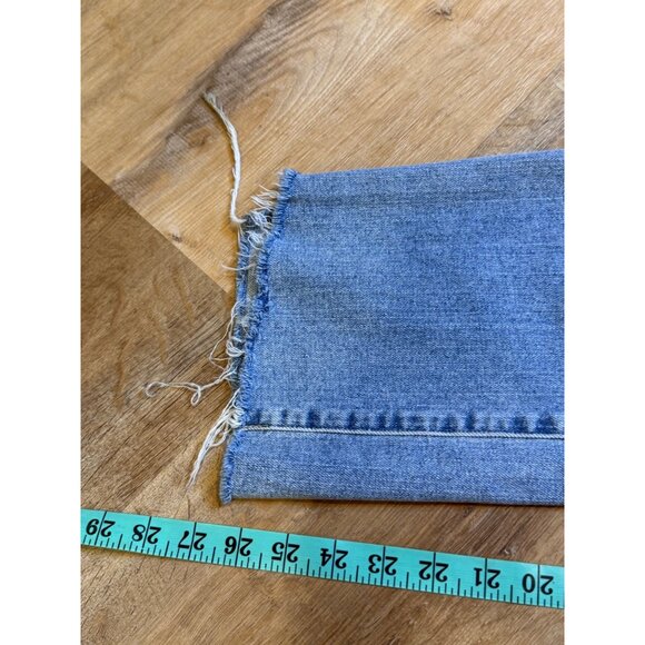 Frame Le High Straight Jeans Size 33 Blue Springs Light Wash Distressed Hem Deni - Picture 5 of 7